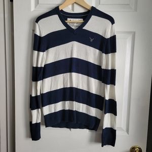 American Eagle Striped V-Neck Sweater